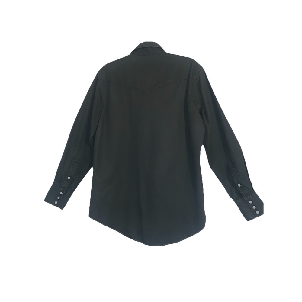 Wrangler Cowboy Cut Shirt Pearl Snap Button Mens M Black Western Rodeo Casual - Picture 10 of 14